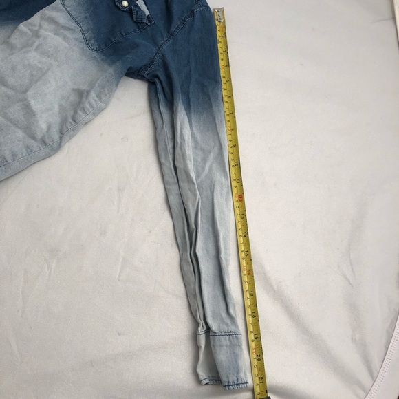 7 for all Mankind denim ombré snap long sleeve button down shirt - Picture 6 of 6